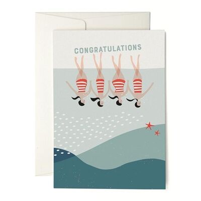 Tarjeta de felicitación de natación sincronizada