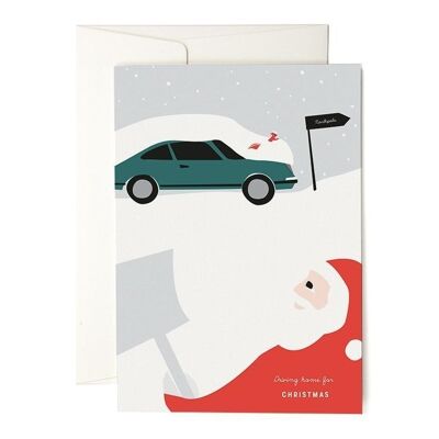 Biglietto di auguri per l'auto di Babbo Natale