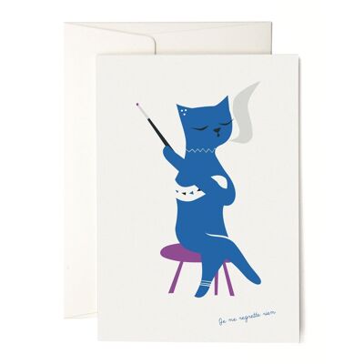Tarjeta de felicitación de gato azul
