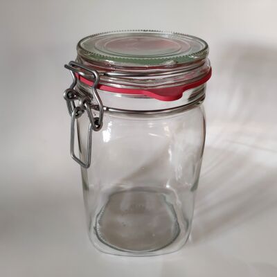 Clip-top jars - 1100ml - Red rubber - galvanized steel