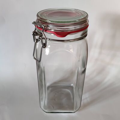 Clip-top jars - 1500ml - Red rubber - galvanized steel