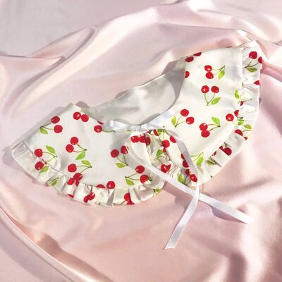 Cherry Print Silk Cassandra Collar