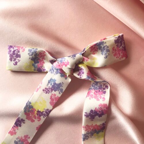 Floral Print Silk Tess Hair Ribbon