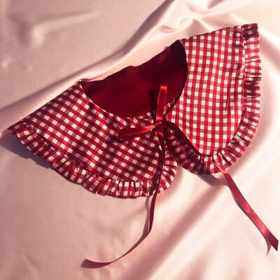 Gingham Print Silk Cassandra Collar