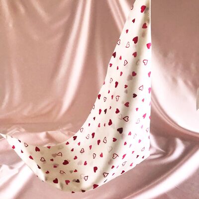 Heart Print Silk Audrey Headscarf