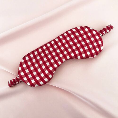 Red Gingham Print Silk Beth Eye Mask