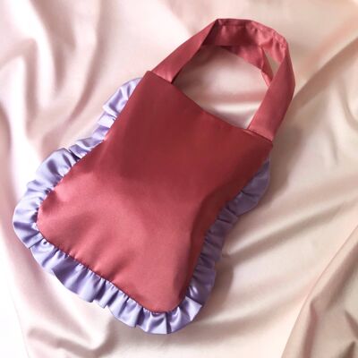 Rose Petal with Lilac Silk Marina Ruffle Bag-Transparent Chain