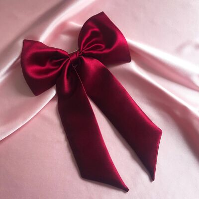 Silk Euphrasie Hair Bow-Burgundy