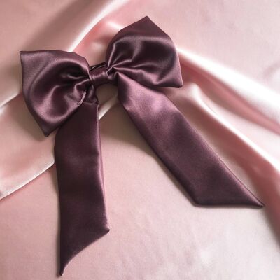 Silk Euphrasie Hair Bow-Dusk Purple