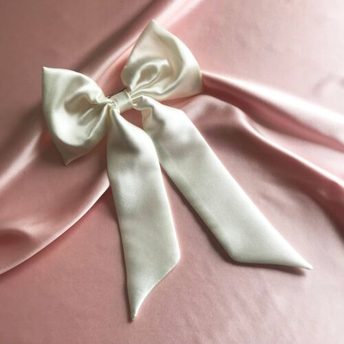 Silk Euphrasie Hair Bow-Ivory