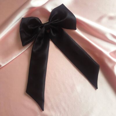 Silk Euphrasie Hair Bow-Onyx