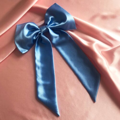 Silk Euphrasie Hair Bow-Pale Blue