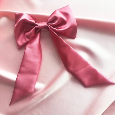 Fiocco per capelli Euphrasie in seta-petalo di rosa