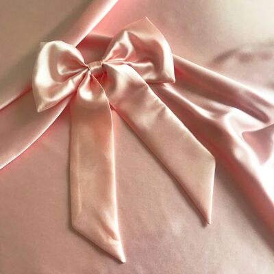 Silk Euphrasie Hair Bow-Shell Pink