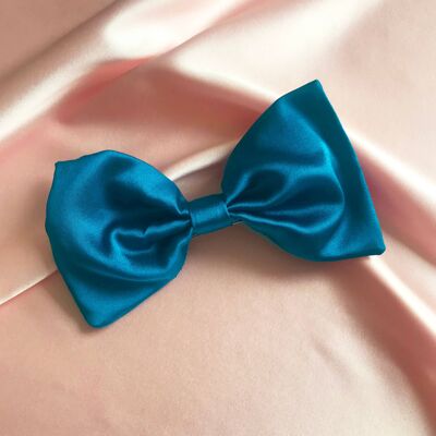 Silk Lily Hair Bow-Sapphire Teal