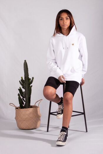 Sweat à capuche Blanc Brodé HDV 5