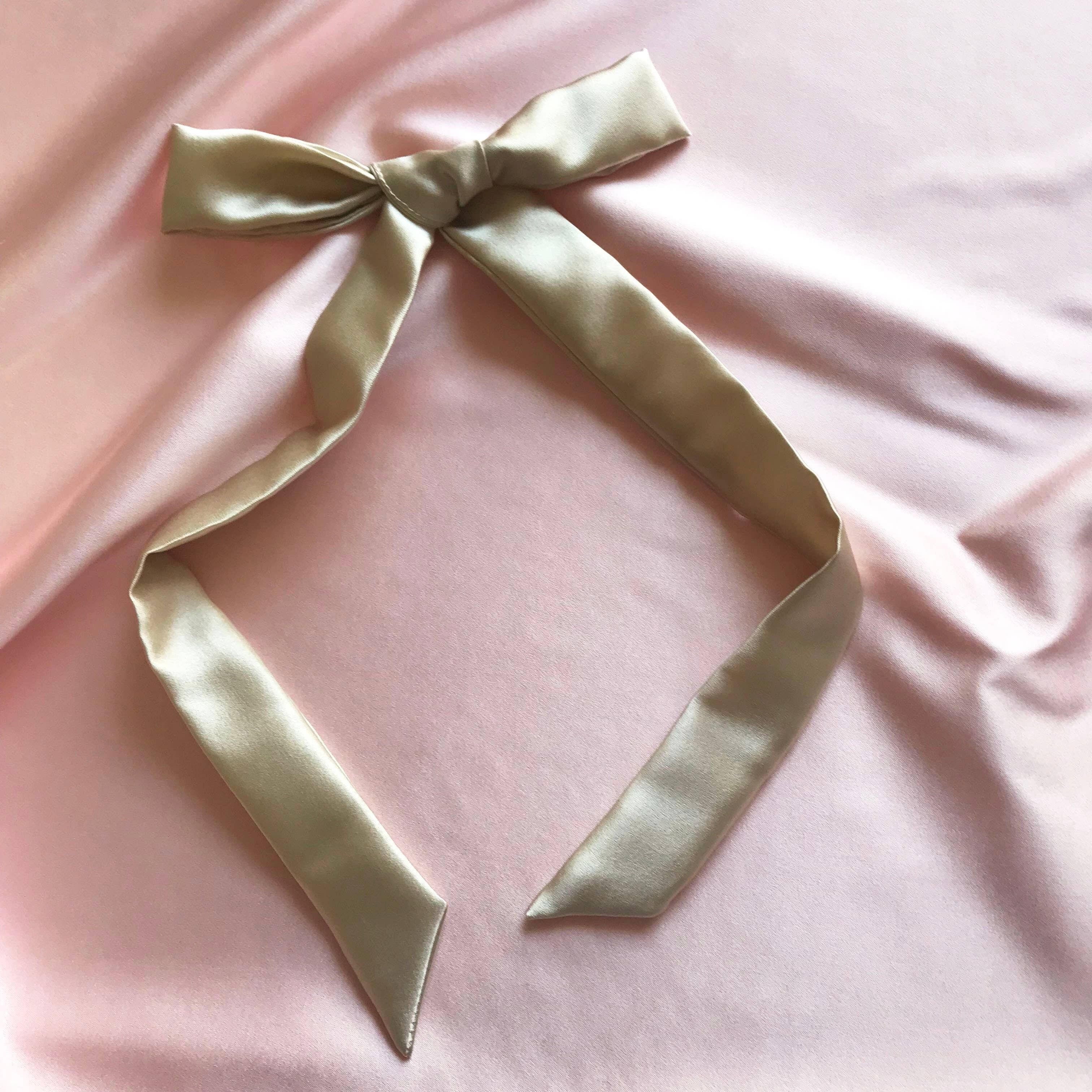 Silk Tess Hair Ribbon-Champagne