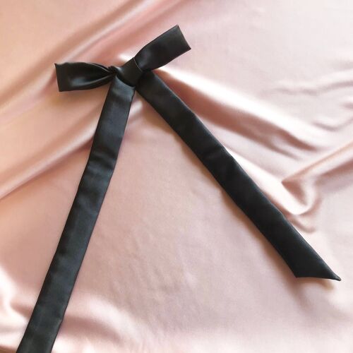 Silk Tess Hair Ribbon-Dark Grey