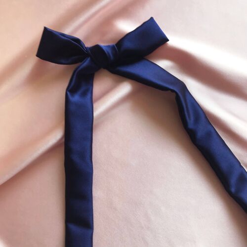 Silk Tess Hair Ribbon-French Navy