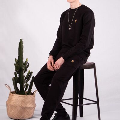 HDV Embroidered Black Round Neck Sweatshirt