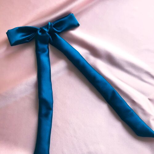Silk Tess Hair Ribbon-Sapphire Teal