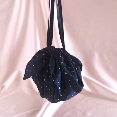 Star Print Silk Mitzi Puff Bag-No Chain