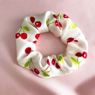 Summer Cherry Print Silk Astrid Scrunchie