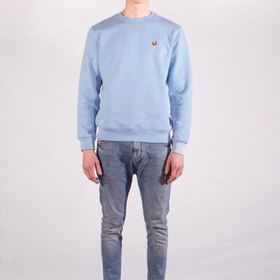 Himmelblaues Sweatshirt mit Rundhalsausschnitt HDV-Stickerei