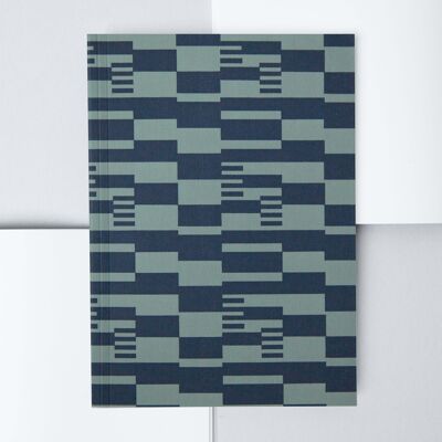 Limited Edition | A5 Layflat Notebook Plain Pages - Anni Print in Navy & Green