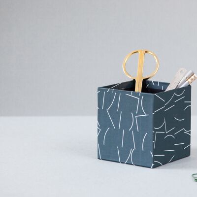 Handmade Pencil Pot - Sol print in Indigo
