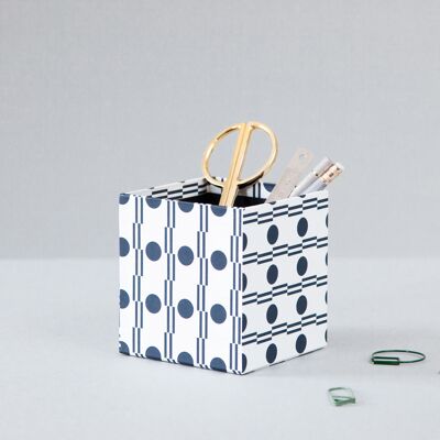 Handmade Pencil Pot - Benita print in Navy