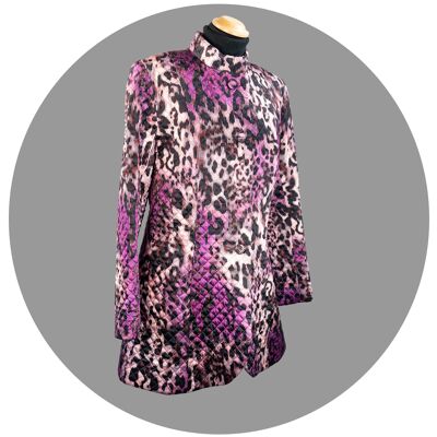 Sommer Mantel gesteppt Leopard Violett Rosa 38