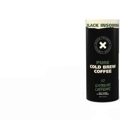 Cold Brew PURE de Black Insomnia, 12 x 220 ml, café fort, caféine extrême