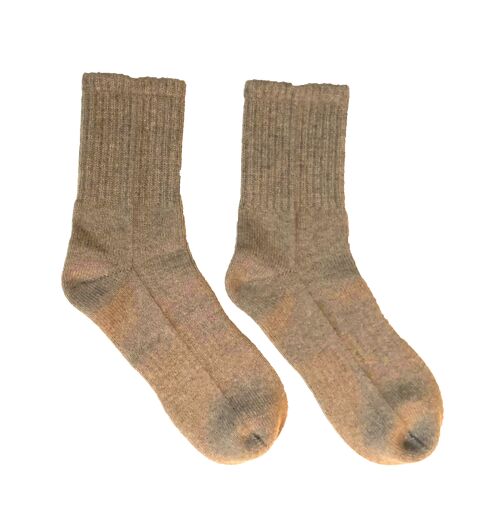 Pure Cashmere Ribbed Socks Camel
