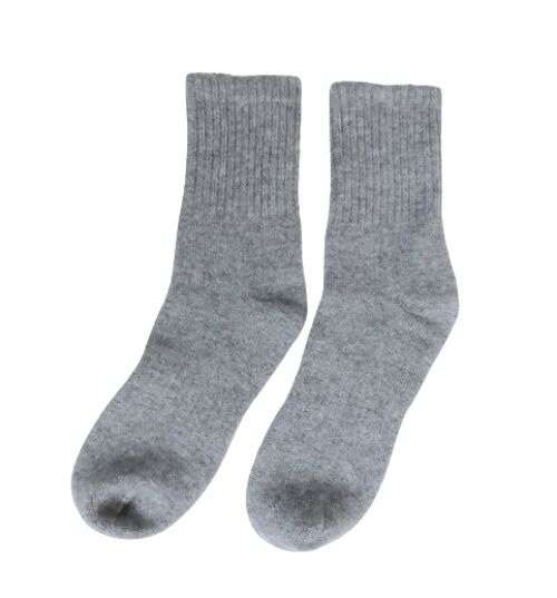 Pure Cashmere Ribbed Socks Silver Grey