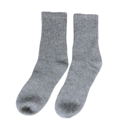 Chaussettes Côtelées Pur Cachemire Gris Argenté