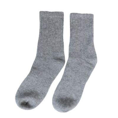 Pure Cashmere Ribbed Socks Silver Grey