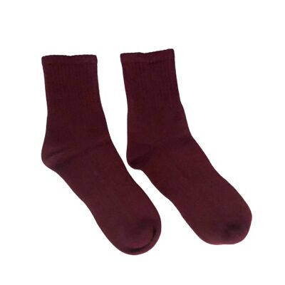 Pure Cashmere Ribbed Socks Bordeaux