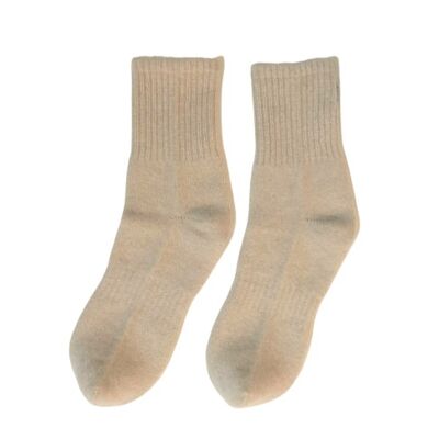 Pure Cashmere Ribbed Socks Creme