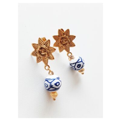 Boucles d'oreilles fleur de Delft
