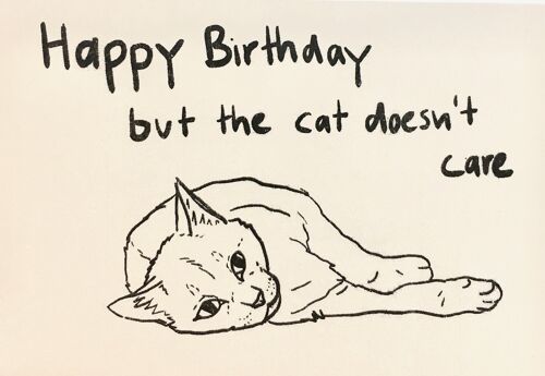 Karte Happy Birthday Cat doesn’t care