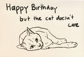 Carte Joyeux anniversaire Le chat s'en fiche