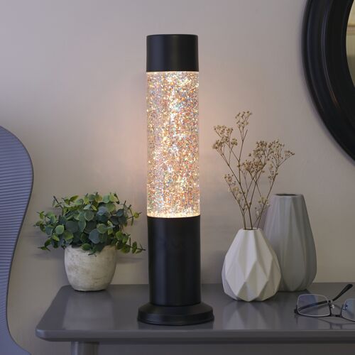 Nova Black Glitter Lamp