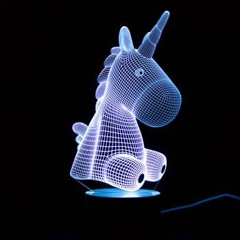 Lampe 3D à changement de couleur Licorne 1