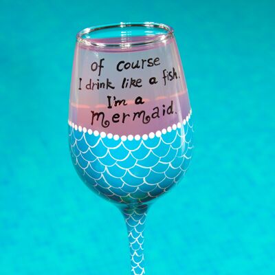 Mermaid Wine Glass Blue (Full Bottle)