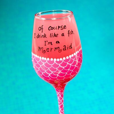 Mermaid Wine Glass Pink (Full Bottle)