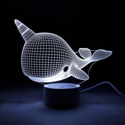 Narwhal Colour Changing 3D Lamp