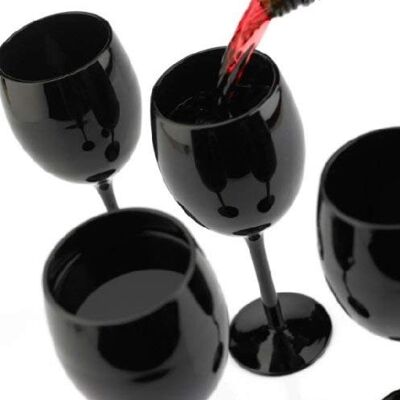 Set di bicchieri da vino nero da 4