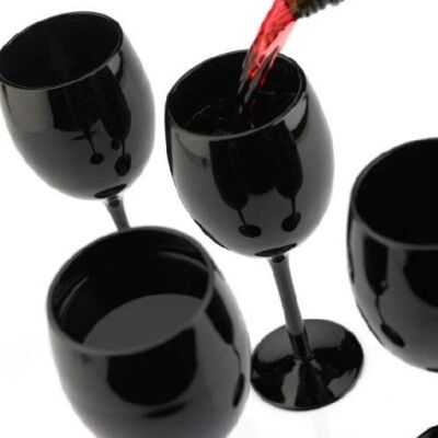 Set di bicchieri da vino nero da 4