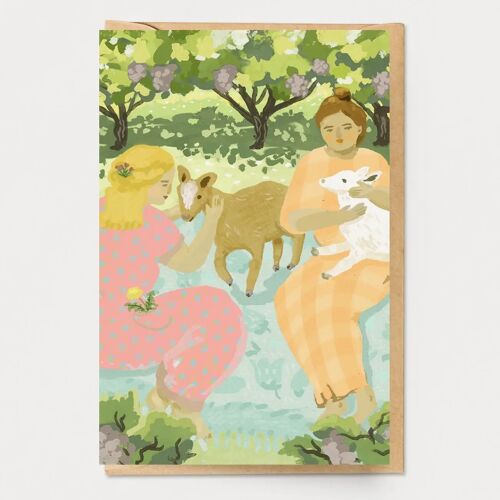 Vineyard Goat Picnic Card